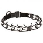 Black Stainless Steel Pitbull Dog Pinch Prong Collar with Click-Lock Buckle - 1/8 inch (3.2 mm) link diameter