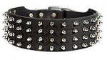 3 Inch Wide Spiked Leather Dog Collar for Pitbull