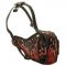 Attack Training Leather Pit Bull Muzzle "Dondi" Painted in Red Flames