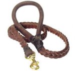Braided Design Leather Pitbull Leash with Handle