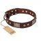 "Loving Owner" FDT Artisan Decorated Leather Pitbull Collar with Plates and Studs