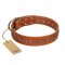 "Star Trek" FDT Artisan Tan Leather Pitbull Collar Decorated with Stars