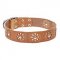 Genuine Leather Pitbull Collar with Flower Ornament
