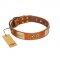 "Perfect Blend" FDT Artisan Tan Leather Pitbull Collar 1 1/2 inch (40 mm) wide