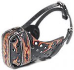 Hand Painted Leather Pitbull Muzzle "Dondi" Plus for Attack/Agitation Training