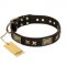 "Passion for Style and Beauty" FDT Artisan Decorated Black Leather Pitbull Collar