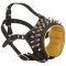 Spiked & Studded Leather Pitbull Muzzle for Anti-Barking Training