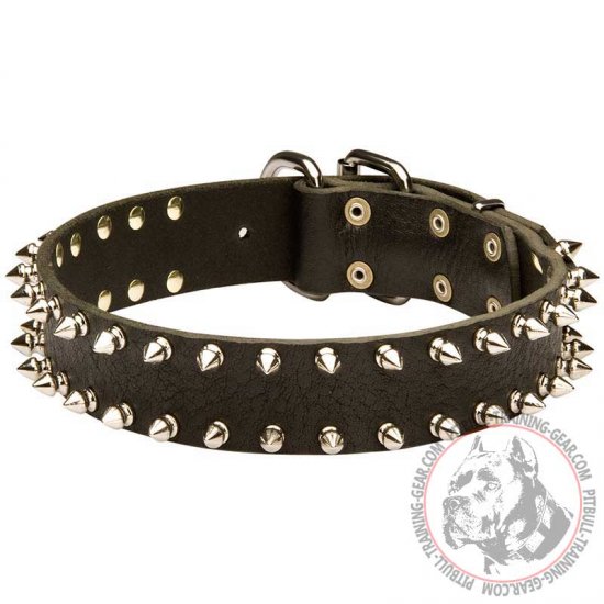 Brand New Leather Spiked Studded Dog Collar Medium Large Pit Bull Terrier M L XL 
