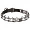 Black Stainless Steel Pitbull Dog Pinch Prong Collar with Click-Lock Buckle - 1/8 inch (3.2 mm) link diameter