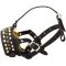 Anti-Barking Leather Pit Bull Muzzle with Studs for Training