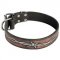 Handpainted Leather Pitbull Collar with Barbed Wire Drawing