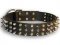 Awesome Leather Dog Collar for Pitbull Adorned with Spikes and Pyramids