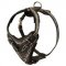 Pitbull Adjustable Leather Dog Harness with Barbed Wire Hand Painting with Handle