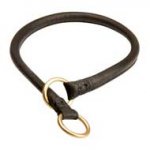 Round Leather Pitbull Choke Collar for Silent Training - 12 mm
