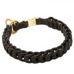 Leather Pitbull Choke Collar Decorated with Braids