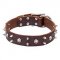 'Blackbeard' 1 3/5 inch (40 mm) Wide Leather Pitbull Dog Collar with Skulls and Spikes