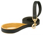 Extra Comfortable Leather Pitbull Leash with Nappa Padded Handle