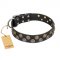 "Romantic Breeze" FDT Artisan Black Leather Pitbull Collar - 1 1/2 inch (40 mm) wide