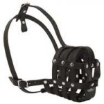 Leather Mesh Basket Dog Muzzle for Pitbull