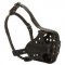 Leather Dog Muzzle with Front and Side Bars for Pitbull Training