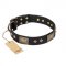"Jewel Passion" FDT Artisan Fashionable Black Leather Pitbull Collar