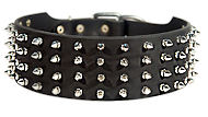 3 Inch Wide Spiked Leather Dog Collar for Pitbull