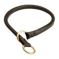 Round Leather Pitbull Choke Collar for Silent Training - 12 mm