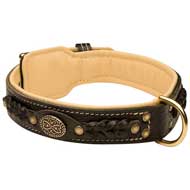 Braided Nappa Padded Leather Pitbull Collar for Walking and Training