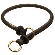 Reliable Rolled Leather Pitbull Choke Collar for Effective Training - 12 mm