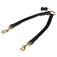 Stitched Leather Dog Coupler Leash for Walking 2 Pitbulls