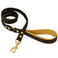Braided Handcrafted Leather Dog Leash for Pitbull Walking and Training