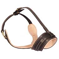 Nappa Padded No Bark Effect Leather Dog Muzzle for Pitbull