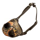 Anti-Barking Painted Leather Pitbull Muzzle for Walking and Training