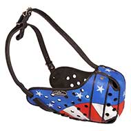 Hand Painted Adjustable Leather Dog Muzzle for Pitbull