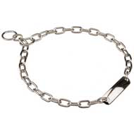 Chromium Plated Steel Fur Saver Dog Collar for Pitbull Width 3 MM With Plate