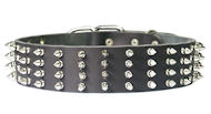 2 inch wide Leather Spiked Dog Collar for Pitbull