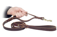 Braided Leather Pitbull Leash with Additional Handle