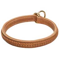 Leather Pitbull Choke Collar with Braided Design