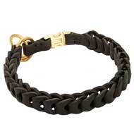 Leather Pitbull Choke Collar Decorated with Braids