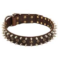 Adjustable Leather Pitbull Collar for Training with Spikes and Studs
