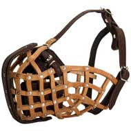 Durable Leather Basket Pitbull Muzzle for Agitation Training