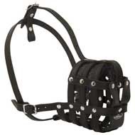Leather Mesh Basket Dog Muzzle for Pitbull