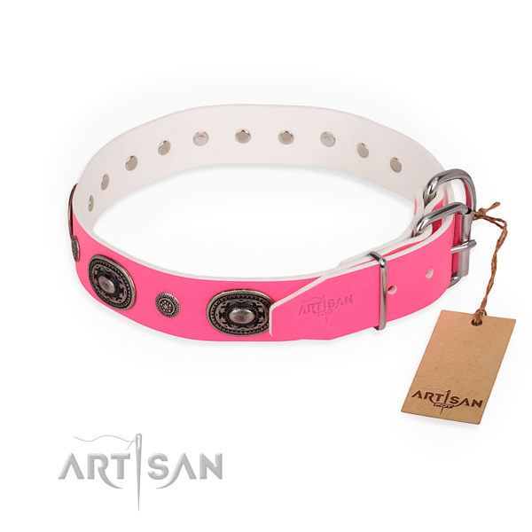 Comfy wearing remarkable dog collar with corrosion proof hardware