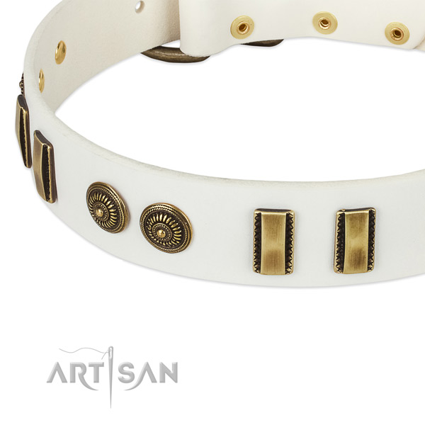 Reliable buckle on full grain leather dog collar for your doggie
