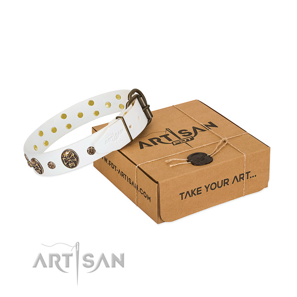 Adjustable full grain genuine leather collar for your lovely canine