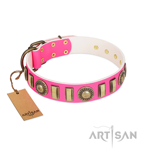 Awesome full grain leather dog collar with strong traditional buckle