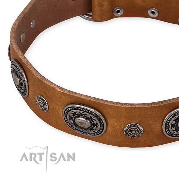 Flexible genuine leather dog collar made for your lovely dog