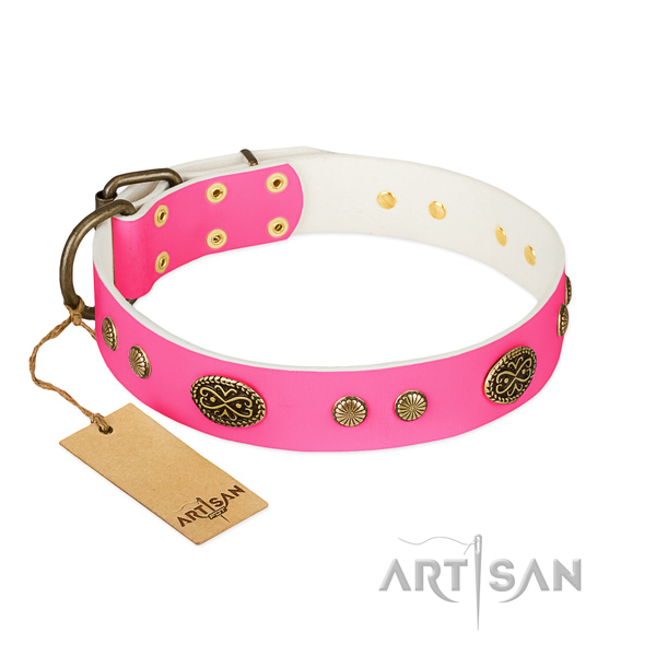 Corrosion resistant hardware on full grain leather dog collar for your four-legged friend