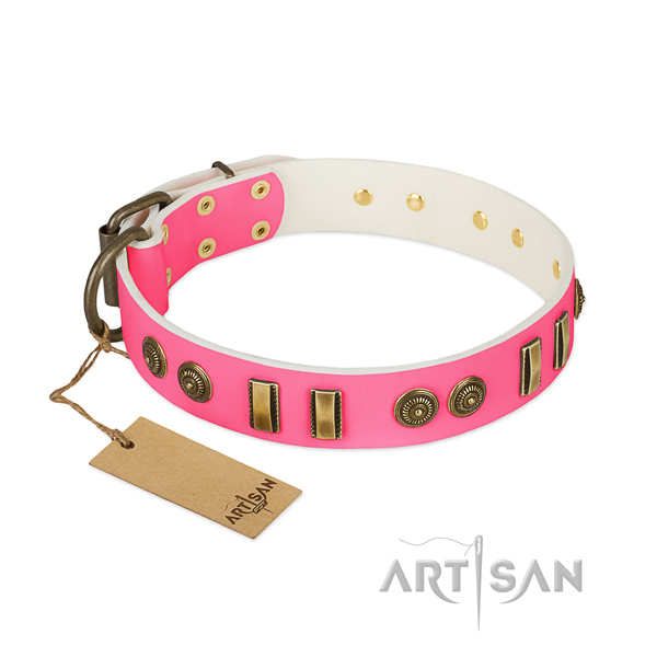 Comfortable full grain genuine leather collar for your doggie