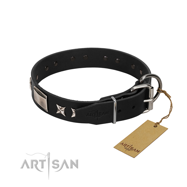 Best quality full grain genuine leather dog collar with strong buckle